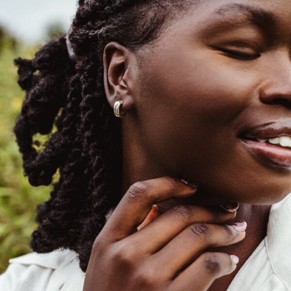 Silver Crescent Huggie Earrings