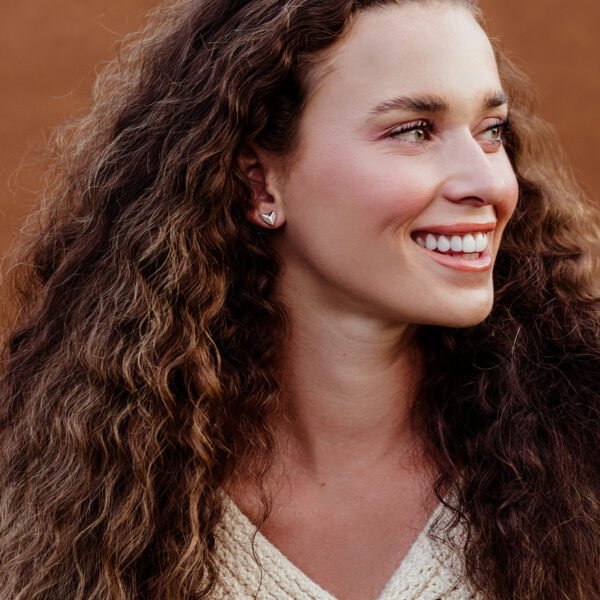 Clean Heart Silver Stud Earrings