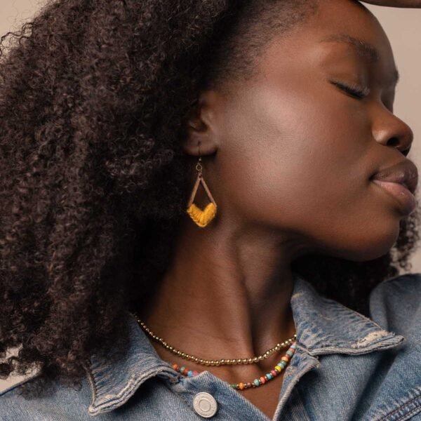 Boho Diamond-Shaped Yellow Earrings